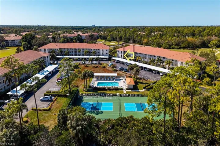 Drone / aerial view of apartment complex / building