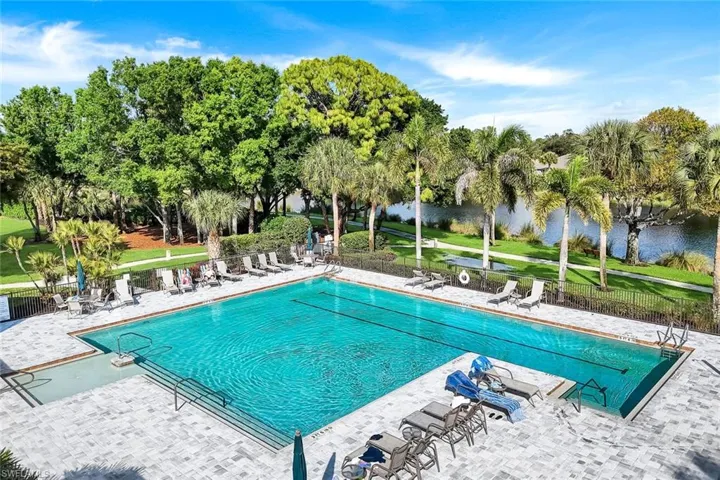 A resort style community pool with lap lanes and relaxing spa