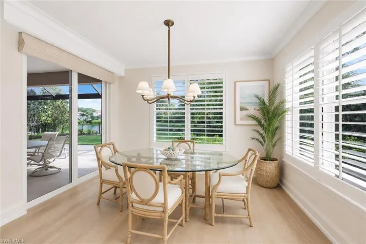 Digitally staged dining area.