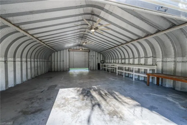 Storage area with ceiling fan