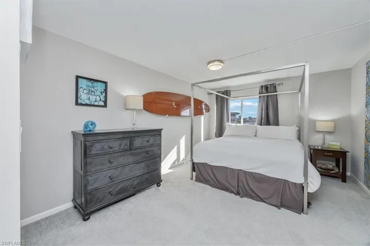 Bedroom with carpet flooring