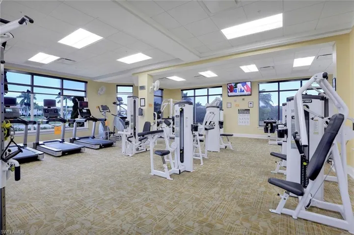 Workout area with a drop ceiling