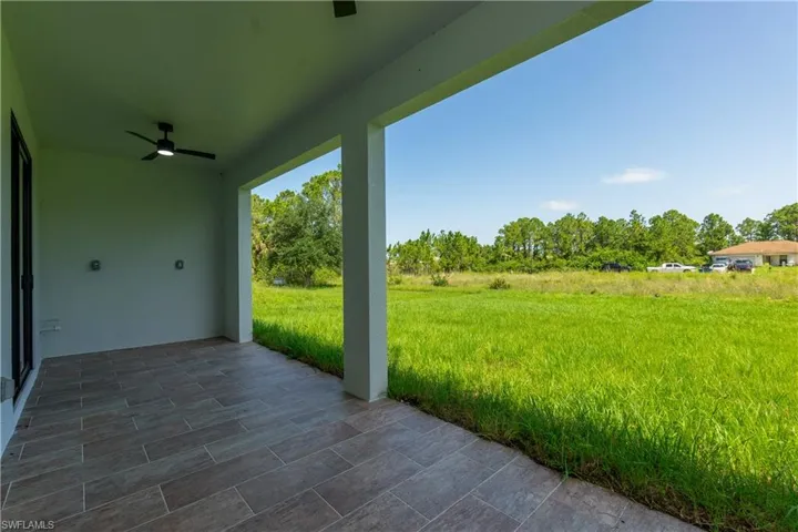 View of patio / terrace featuring a ceiling fan