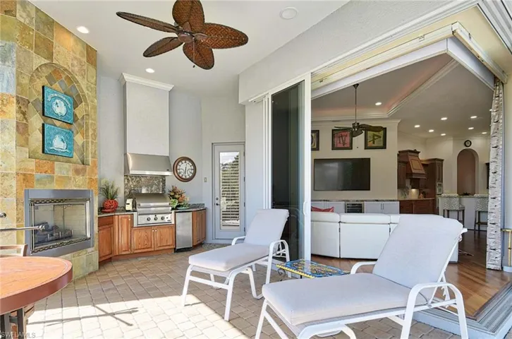 propane fed fireplace and grill