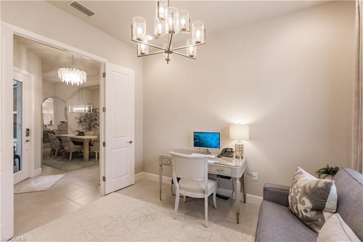 French door entry expands the space and provides a multitude of decorating options.  Don't want to work at home?  You may have to pick up another TV.  Have you noticed there are cable/phone/ and data ports in all the living areas?