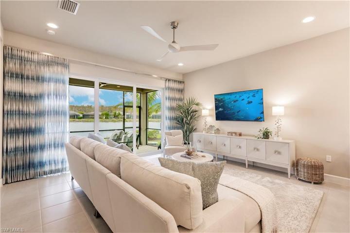 Tastefully decorated, this space affords all sorts of different configurations for comfort and style.  How will you arrange your "things"?