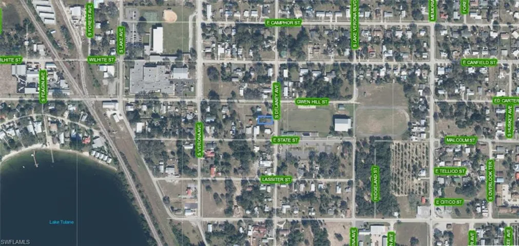 Aerial Map. Displaying the geographic layout of streets and properties in the designated area