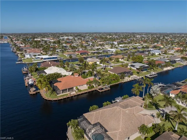 Aerial view featuring canal leading to River