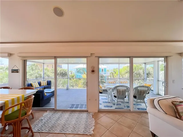 View of tiled living room