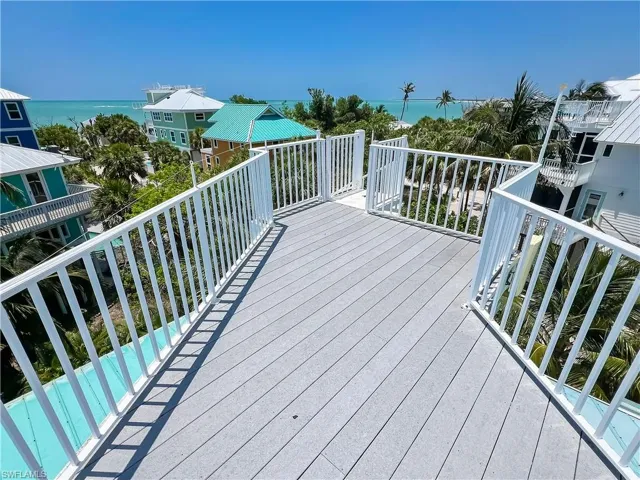 Wooden terrace with a water view