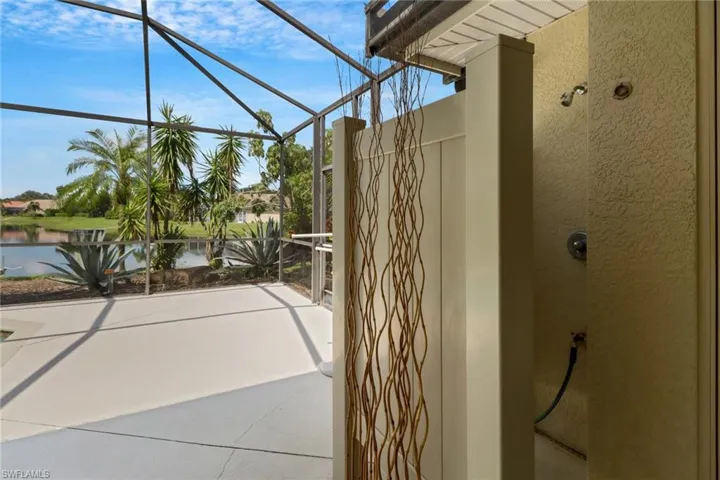 View of patio featuring a water view