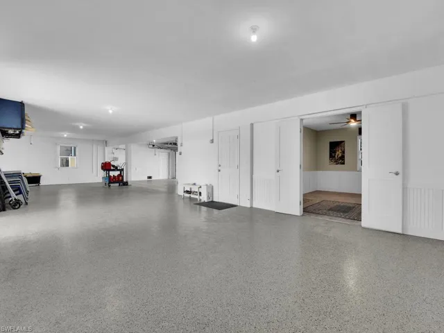 View of garage & workout area