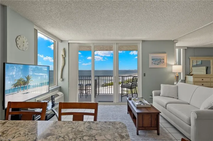 Living room with water view