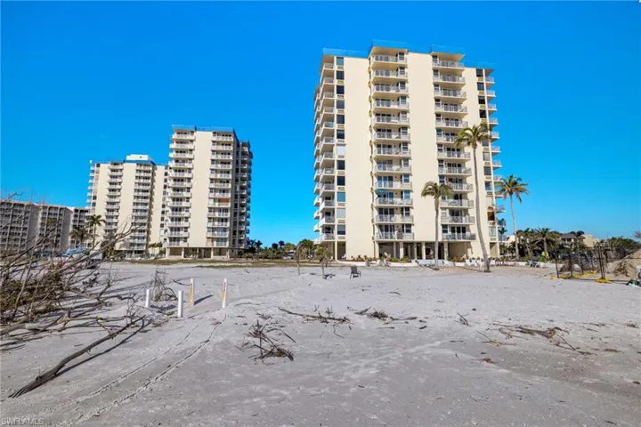 View of building from the beach