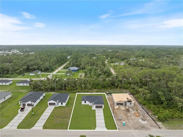 Aerial view of a heavily wooded area