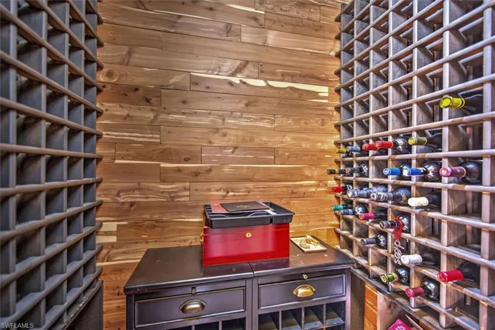 Wine cellar with wooden walls