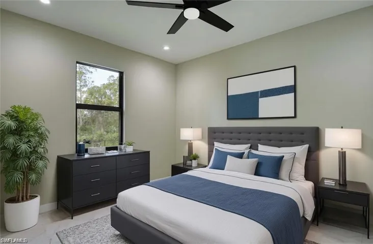 Virtually Staged Guest House Living Room & Kitchen