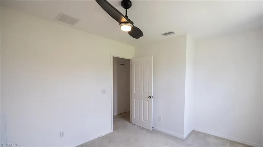 Bedroom 3 view from window with ceiling fan
