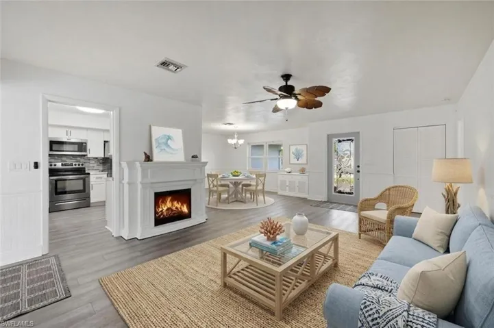 Staged view of living area