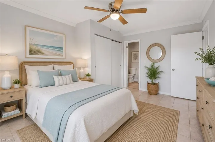 Virtually Staged Primary Bedroom with In-Suite Bathroom