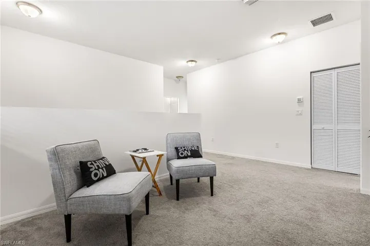 Living area with carpet