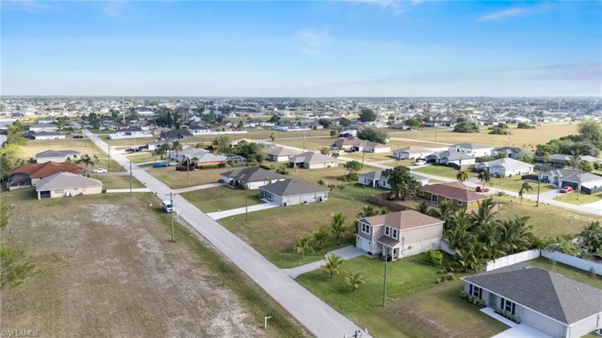 Aerial perspective of suburban area