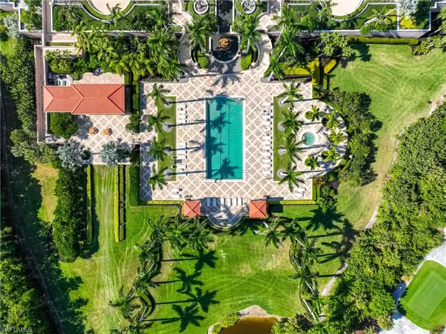 Drone / aerial view of a pool area