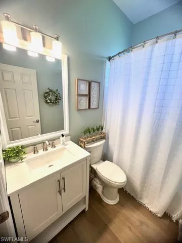 2nd bathroom with New vanity, mirror and lighting and plumbing fixtures.
