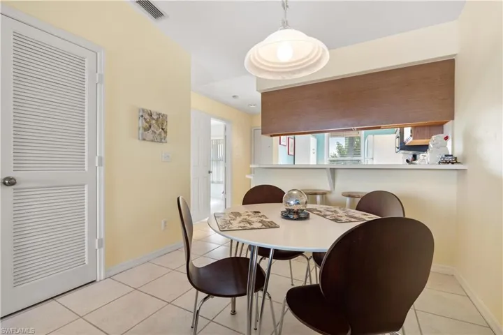 View of tiled dining room