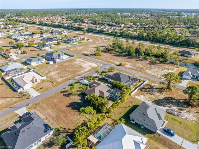 Aerial perspective of suburban area