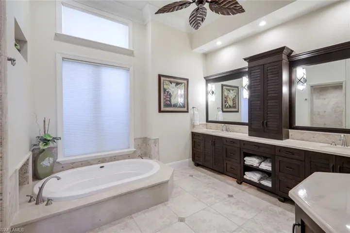Primary bath is spacious and bright