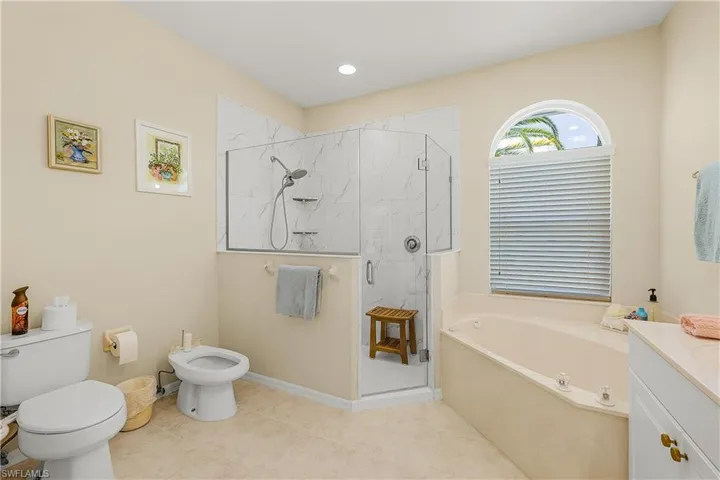 Updated walkin shower and separate bidet.
