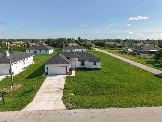 Aerial perspective of suburban area
