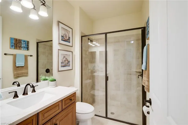 Guest Bathroom with recently updated Luxury Quartz Countertops