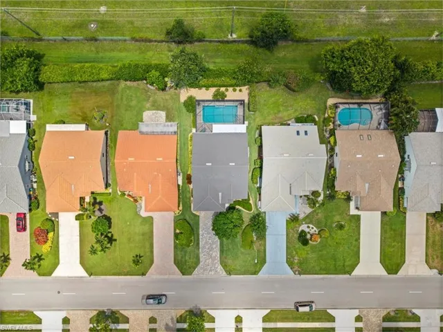 Drone / aerial view of a pool