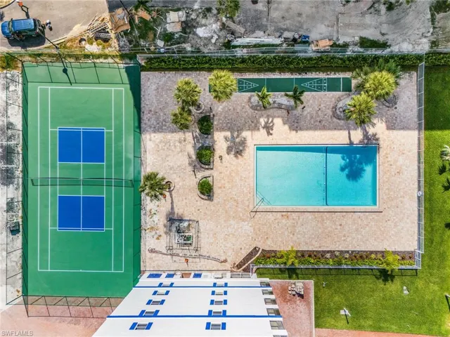 Drone / aerial view of a pool area - Virtually Edited Image