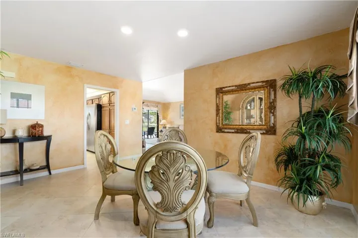 View of tiled dining room