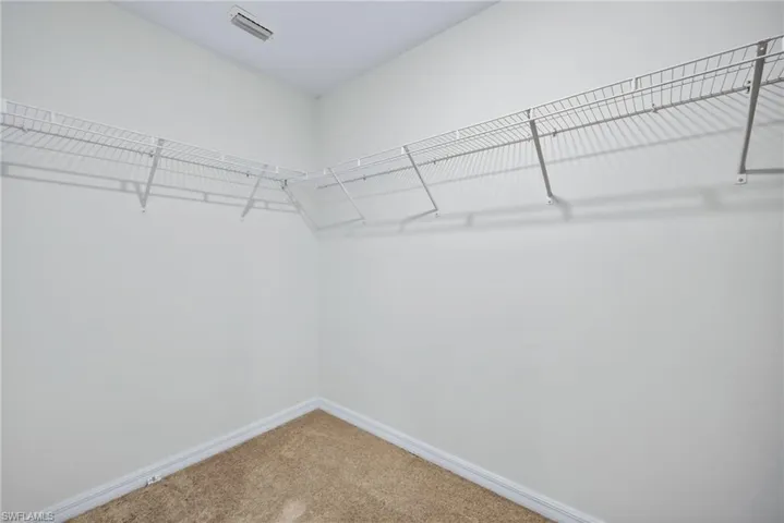Walk in closet with carpet floors