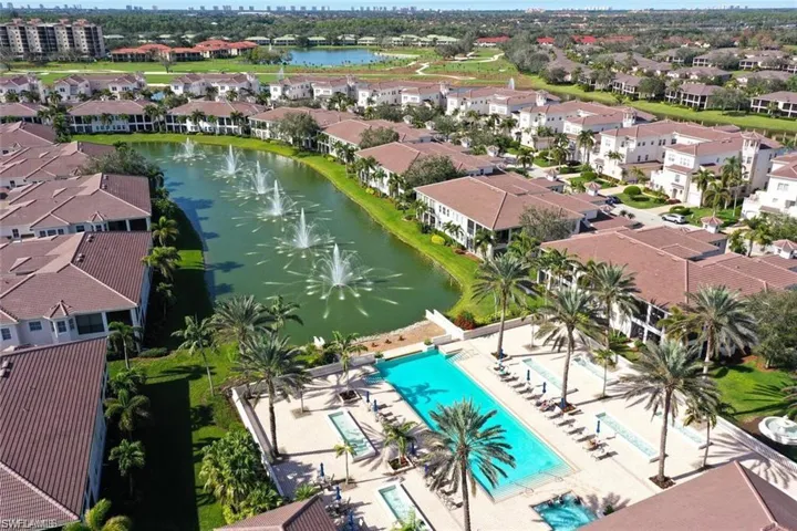 Aerial view of a nearby body of water