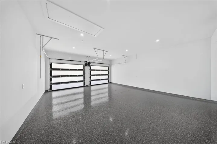 Garage with recessed lighting
