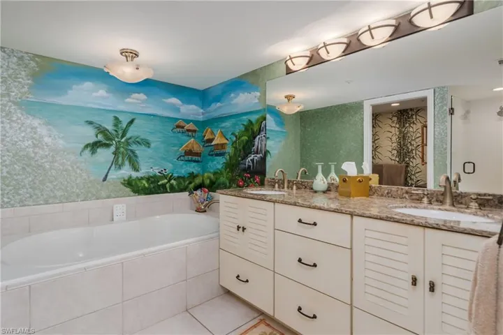Primary Bathroom with Custom Mural.