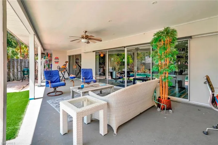 View of patio / terrace featuring ceiling fan