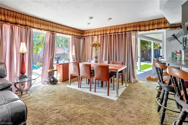 View of carpeted dining area