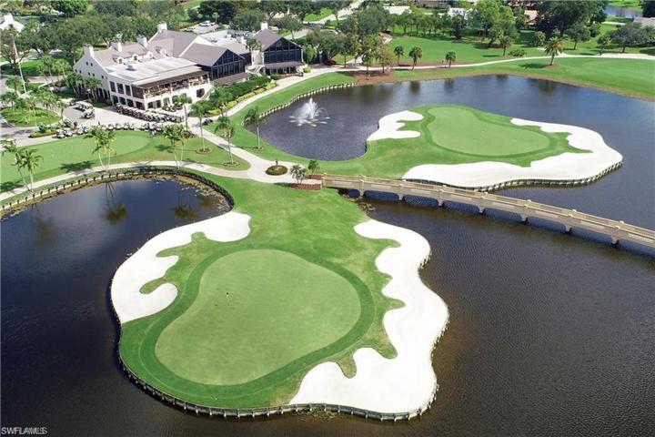 Aerial view of golf course.