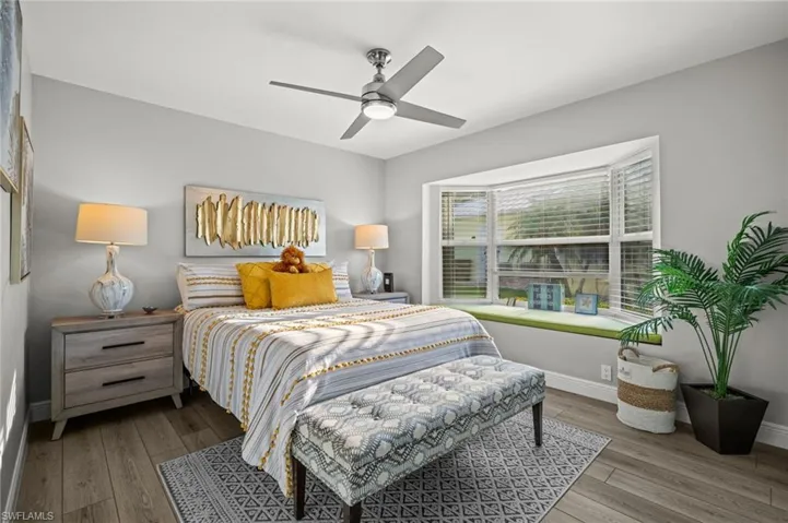 Beautiful spare bedroom with window seat