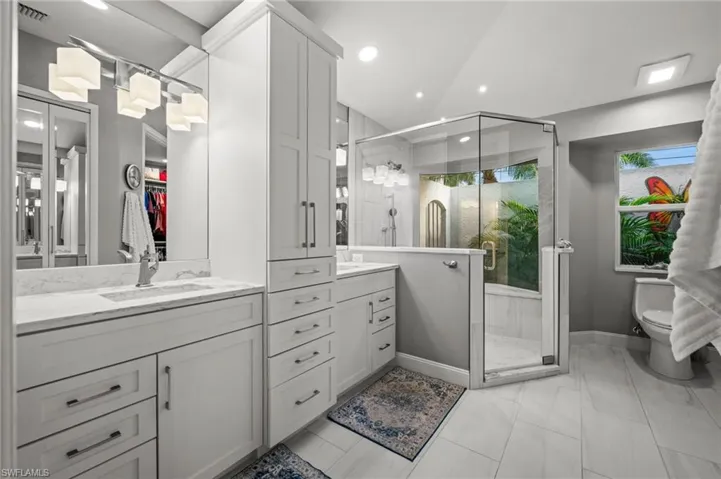 Primary bathroom with double vanities