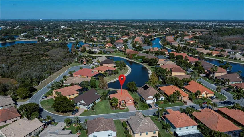 aerial of neighborhood and home