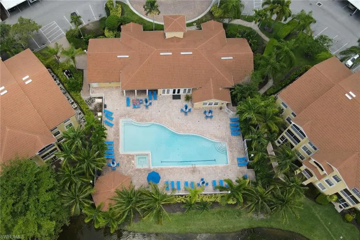 Aerial view of a pool area