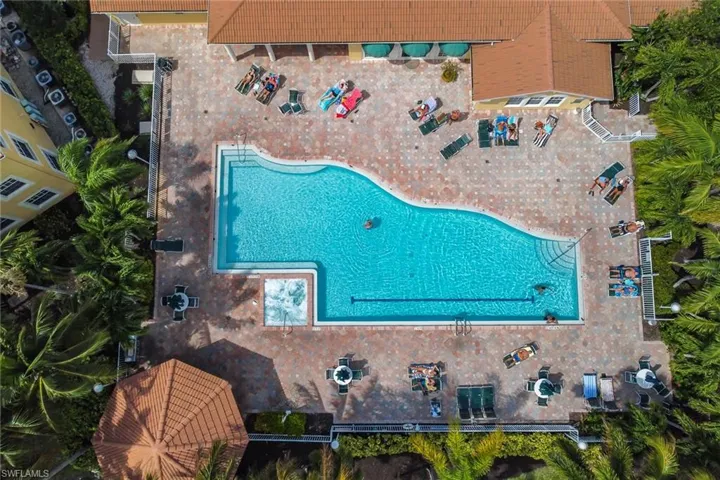 Aerial view of a pool area