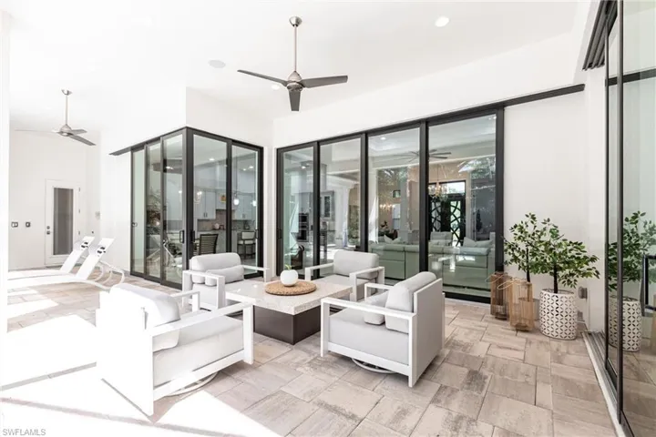 View of patio / terrace with a ceiling fan